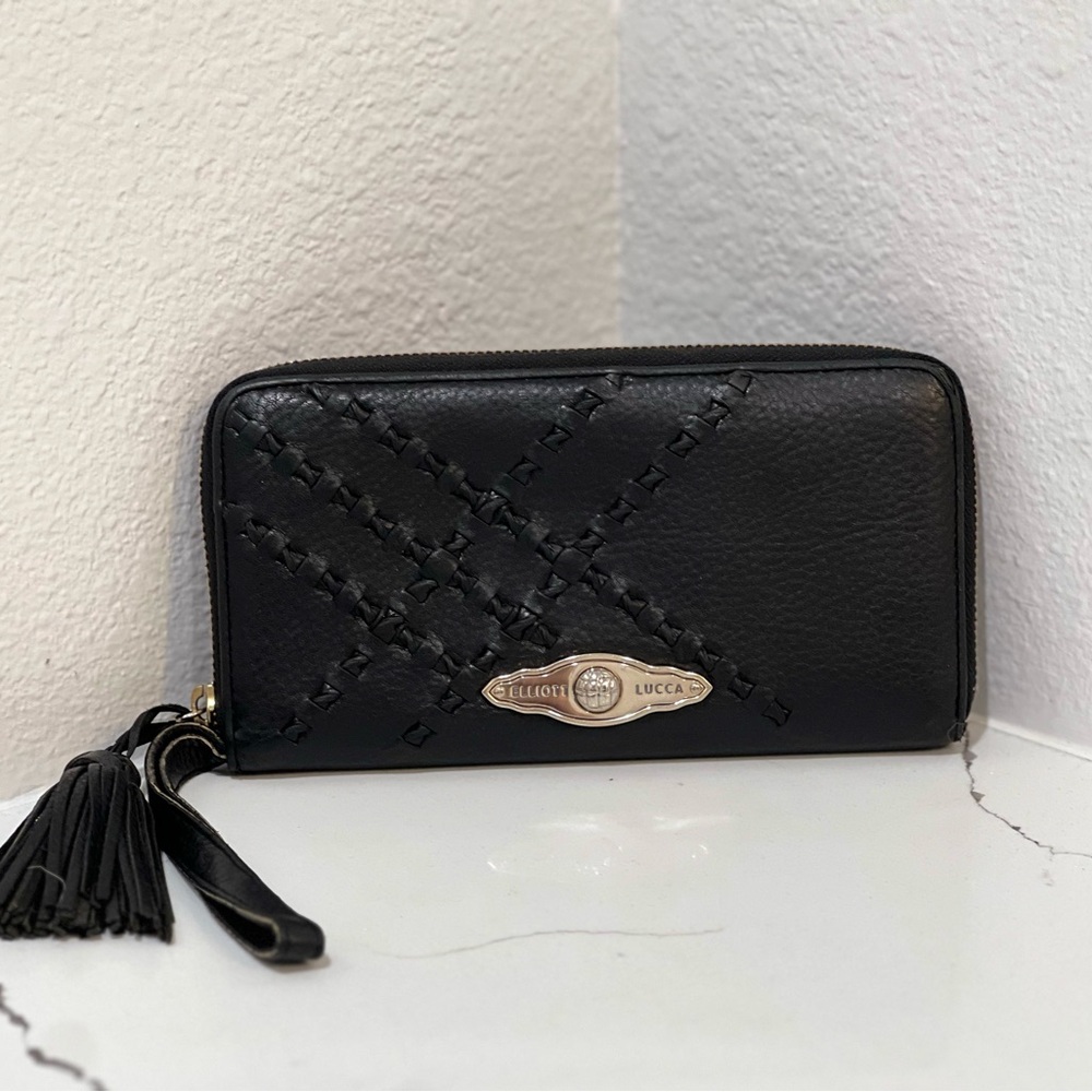 Elliott Lucca Leather Zip Wallet with Tassel